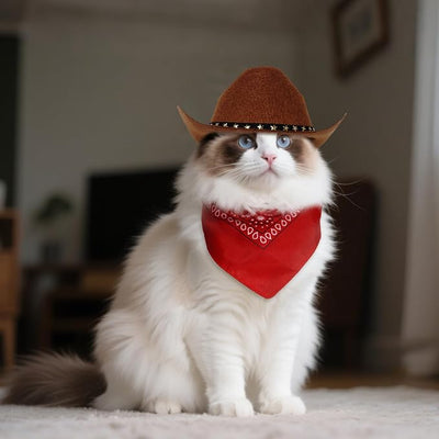 choyaxo Halloween Costumes for Dogs Cat Pet Cowboy Costume Cowboy Hat with Bandana Set for Halloween, Christmas, Holiday, Party, Cosplay (Brown, Large)
