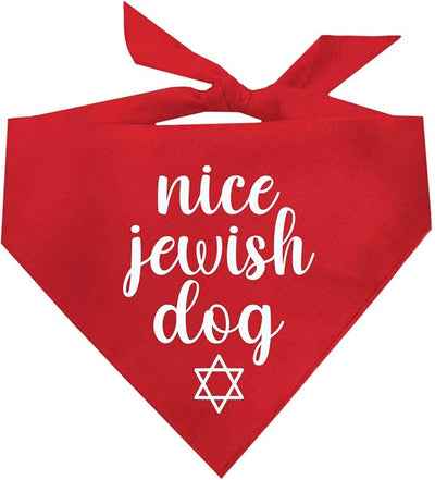 Nice Jewish Dog Bandana | 100% Cotton | Made in USA | Passover | Hanukkah | Yom Kippur | Rosh Hashanah | Jewish Celebration | Bar & Bat Mitzvah | Red, One Size (930)