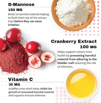 Cranberry D-Mannose Urinary Tract Support Supplement for Cats and Dogs - Cranberry Extract, D-Mannose, Vitamin C - Bladder and UTI Treatment - Made in USA - 120 Soft Chews
