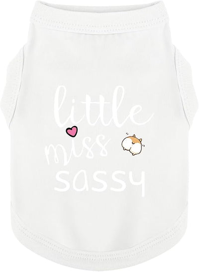 Paiaite Dog Clothes Fashionable Sleeveless Pet Vest: 'Little Miss Sassy' Printed Cotton Dog Shirt, Ideal for Small, Medium, and Large Breeds, Ensuring Comfort and Breathability White L