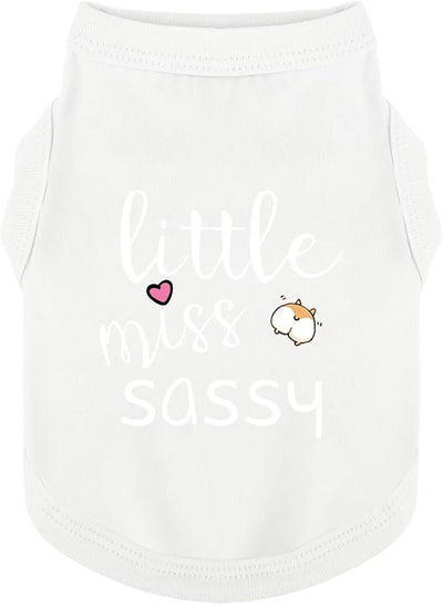 Paiaite Dog Clothes Fashionable Sleeveless Pet Vest: 'Little Miss Sassy' Printed Cotton Dog Shirt, Ideal for Small, Medium, and Large Breeds, Ensuring Comfort and Breathability White 4XL