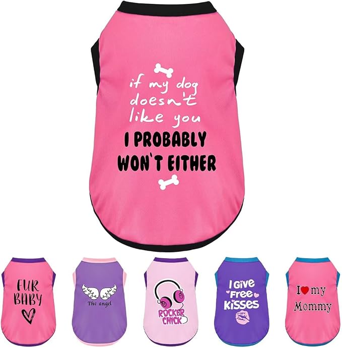 Color-Blocked Dog Tank Top with Playful Heat Transfer Designs – Lightweight Polyester Shirt for Small,MediumDogs, Perfect for Casual Outings.I Probably Won't Either Pink 3XL