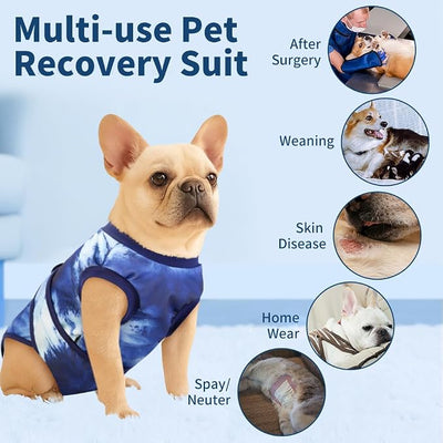 Soft Recovery Suit for Female/Male Dog Cat After Spay/Neuter Surgery, Bandana Set Included, E-Collar Cone Alternative Anti Licking Abdominal Wounds, Small Dogs Full Body Onesie, Pet Onesies Bodysuit