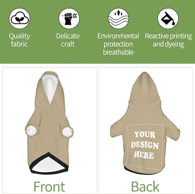 Dog Clothes, Custom Dog Hooded Sweatshirt, Personalized Pet Costume Robe Shirt with Text/Image/Club Name/Pet Shop Logo for Small Medium Large Dogs and Cats, Khaki, M