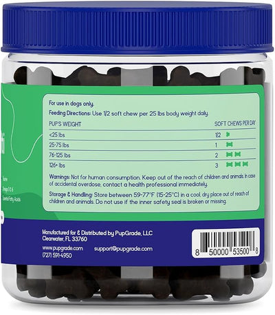PupGrade Daily Multivitamin for Dogs – All-in-One Supplement with Omega Fish Oil, Vitamins A, C, D, E & B Complex for Everyday Health – 30 Soft Chews