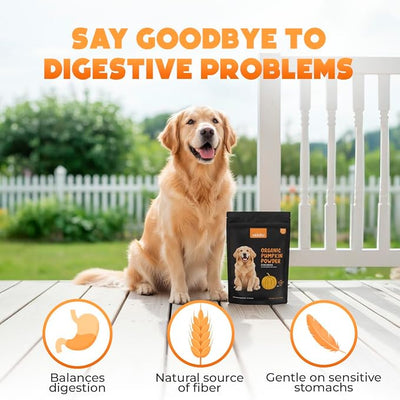 Organic Pumpkin for Dogs & Cats (8.82 oz) - Pumpkin Powder Including Seed & Apple - Supports Stool & Gut Health - Use on Food as Dog Fiber Supplement or Mix with Water for Puree
