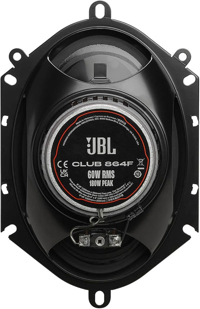 JBL Club 864F - 6"x8" (152mm x 203mm) Two-Way Car Speaker, 60W RMS, 180W Peak, Sensitivity (@ 2.83V): 93dB, Frequency Response: 65Hz – 20kHz, Nominal Impedance: 3.0 ohms