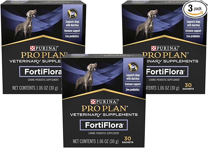 Purina Pro Plan Veterinary Supplements FortiFlora Dog Probiotic Supplement, Canine Nutritional Supplement 30 Ct. Box (Pack of 3)