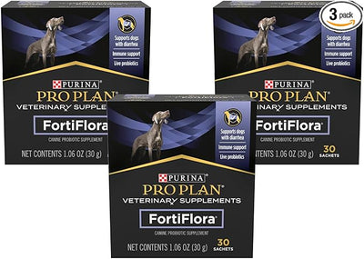 Purina Pro Plan Veterinary Supplements FortiFlora Dog Probiotic Supplement, Canine Nutritional Supplement 30 Ct. Box (Pack of 3)