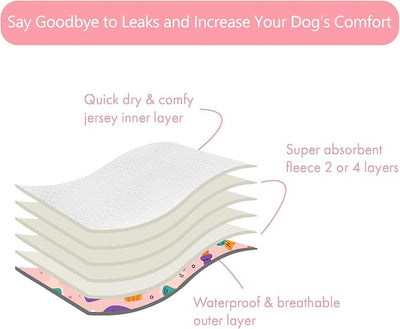 CuteBone Dog Diapers Female Washable Small Medium Large 3 Pack Reusable Doggie Diapers Puppy Period Pants for Doggy Heat Cycle Peeing