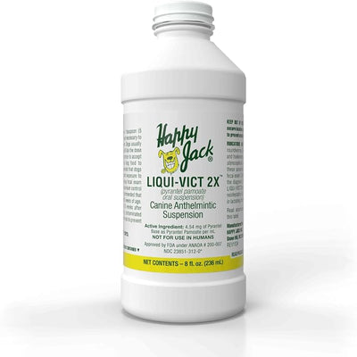 HAPPY JACK Liqui-Vict 2X Liquid Dog Dewormer, Butterscotch, 8 oz | Removes Roundworms & Hookworms, For Large, Medium & Small Breeds