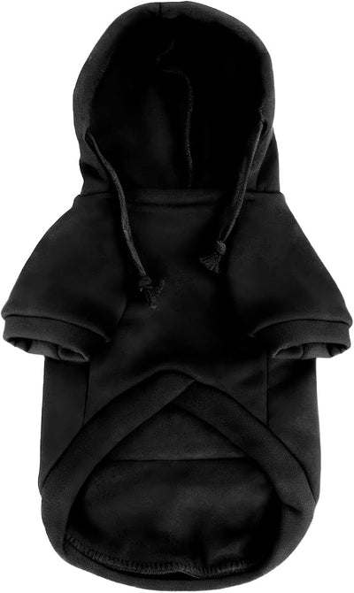 Jecikelon Dog Hoodies for Small Dogs with Zipper Pocket, Soft Fleece Puppy Clothes with Rope Hat, Warm Winter Outfits Cold Weather Coats, Cute Sweatshirt Chihuahua Costume (Medium, Y02-Black)