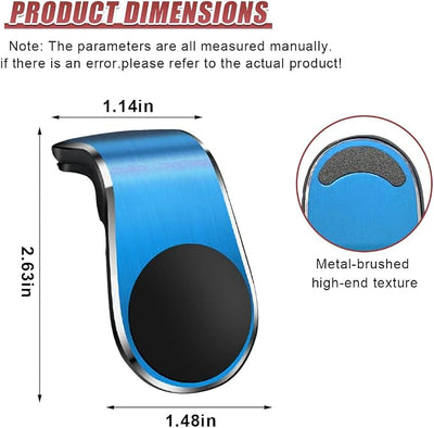 YoRise Magnetic Car Phone Holder, L Type 360° Rotatable Adjustable Car Air Vent Cellphone Mount, No-Hand Clip-On Navigation Bracket, Universal Vehicle Smartphones Stand Accessories (Blue-2PCS)