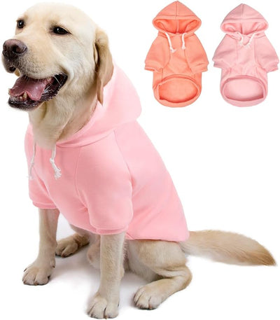 2-Pack Dog Hooded Sweaters & Jackets - Soft Dog Clothes Hoodie for Small/Medium/Large Dogs & Cats | All-Season Comfort & Fit, Stylish Pet Shirts Apparel & Accessories (Light Pink, Coral, Small)