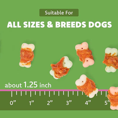 MON2SUN Dog Treats, Mini Chicken Wrapped Biscuits with Added Vitamins, Healthy Training Snacks for Small Medium and Large Dogs, 10.58oz