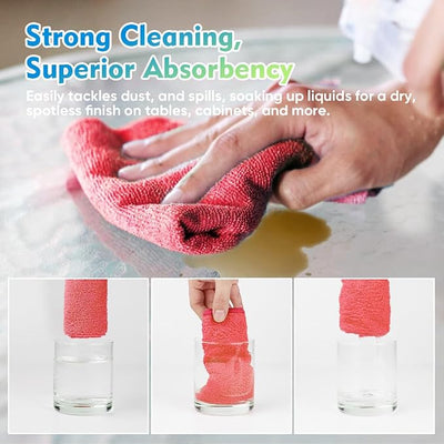 HOMEXCEL Red Microfiber Cleaning Cloth 12 Pack, 12.5 x 12.5 inch Microfiber Towels for Cars, Ultra Absorbent Car Washing Cloth, Lint Free Streak Free Cleaning Rags for Car, Kitchen, and Window