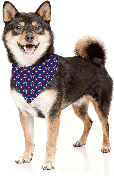 Patriotic Star Dog Bandana, 4th of July Pet Triangle Scarf for Parade BBQ Party Outfit, Red White Blue Neckerchief for Small Medium Dogs, Independence Day Puppy Gift
