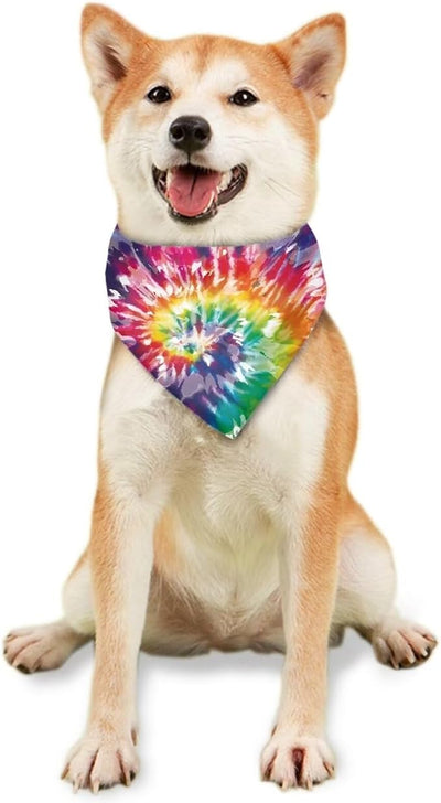KEIAHUAN Tie Dye Dog Bandanas 1 Pack Thick Triangle Bibs Soft Polyester Scarves Washable Kerchief Comfortable Dog Daily Handkerchief for Cats/Dogs
