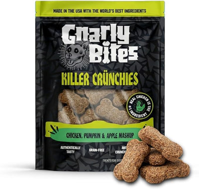 Killer Crunchies Dog Treats, Crunchy Healthy Snack for Puppies and Adult Dogs, Made with Real Chicken, Apples and Pumpkin, Grain Free, Natural Ingredients, 14 oz