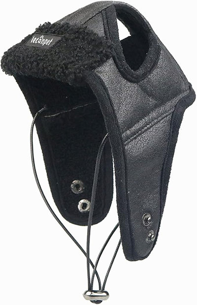 Leconpet Dog Aviator Hat, Dog Winter Pilot Hat with Ear Flaps for Cold Weather (M, Black)