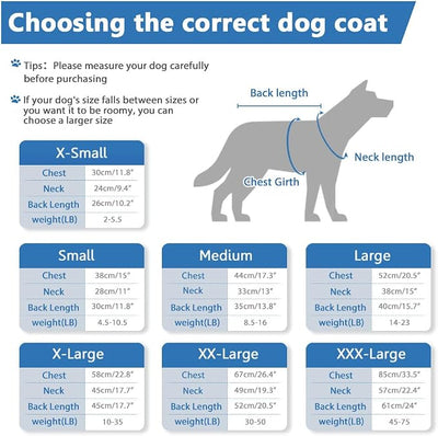SAWMONG Waterproof Dog Winter Coat, Warm Fleece Lined Dog Jacket with Hood, Windproof Puppy Coat, Pet Apparel Vest Outdoor&Indoor Winter Activities(Blue,XXXL)