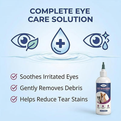 Dog Eye Cleaner Wash - 180ml Gentle Pet Eye Drops for Dogs Cats, Relieves Irritation Removes Debris Tear Stains pH Balanced Daily Pet Eye Care