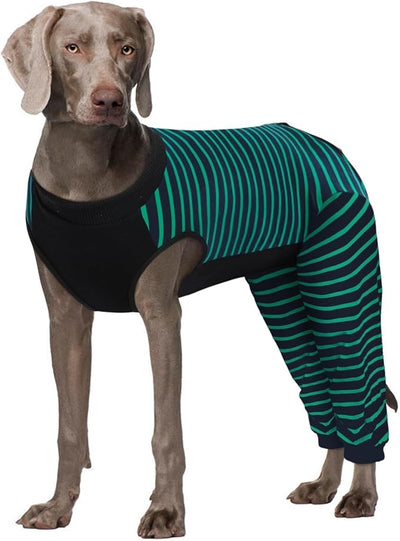 Kuoser Dog Recovery Suit with Anti Licking Rear Leg Sleeve, Green 2XL | Abdominal Dog Surgical Suit with Pants Cover Protect Wounds, Dogs Elbow Protector Soft Pet Surgery Onesie Cone Alternative