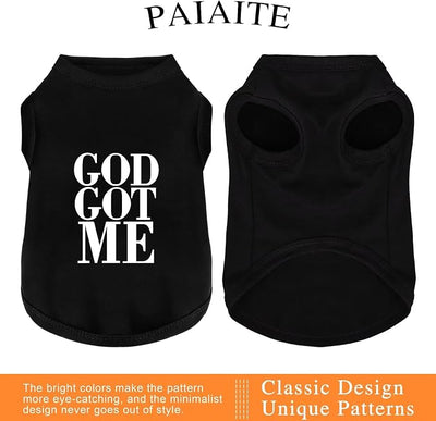 Discover Cozy Cotton Canine Wear: Breathable Soft, and Lightweight Dog Shirt Vest with Eye-Catching Graphics(GOD GOT ME), Keeping Your Furry Friend Warm and Comfy! Black 4XL