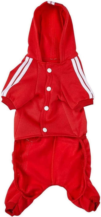 Pet Outfit - Cute Dog Hoodie Sweater Tracksuit Winter Clothes Jumpsuit Pajamas 4-Legs Red for Puppy Small Medium Large Dogs Boy or Girl (Medium)