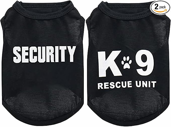 2Pack Dog Security Costume Cotton Dog Shirt for Small Dog Boy Pet Clothes K9/Security Puppy Black Vest T-Shirts Cat Top Tee Breathable Stretchy (Medium)
