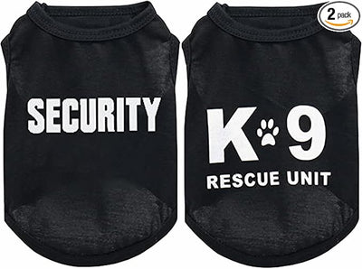 2Pack Dog Security Costume Cotton Dog Shirt for Small Dog Boy Pet Clothes K9/Security Puppy Black Vest T-Shirts Cat Top Tee Breathable Stretchy (Medium)
