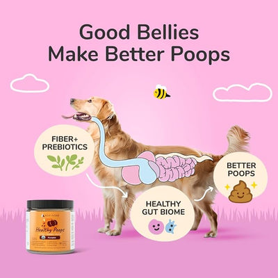 kin+kind Healthy Poops – USDA Organic Pumpkin Powder for Dogs and Cats – Prebiotic Pumpkin Powder, Supports Probiotic Activity – Med. 3-Pack (3 x 4 oz)