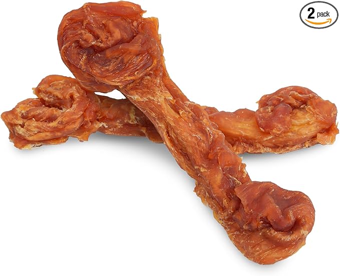 PAWUP Turkey Dog Treats, Turkey Wrapped Beef Tendon, Rawhide Free, Bone-Shaped Sticks Turkey Treats for Medium & Large Dogs (36 g/Stick, 2 Count)