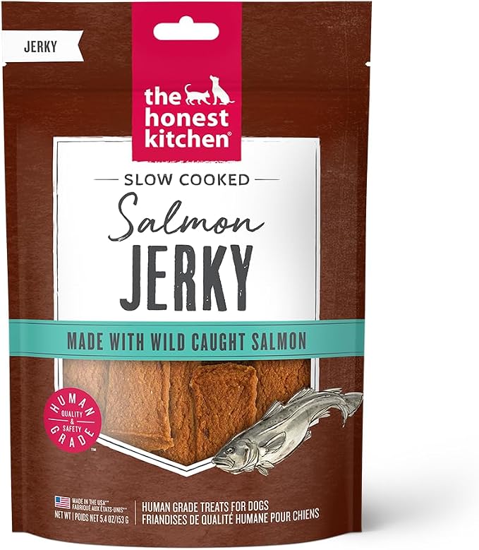 The Honest Kitchen Human Grade Dog Treats: Slow Cooked Jerky Salmon Recipe 5.4 oz Pouch