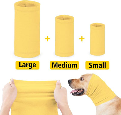 No Shake Ear Wraps for Dogs,Soft Dog Calming Hoodie Dog Ear Cover Ear Muffs for Anxiety,Grooming,Bathing,Swim,Noise Protection Quiet Ear for Dogs,Yellow L
