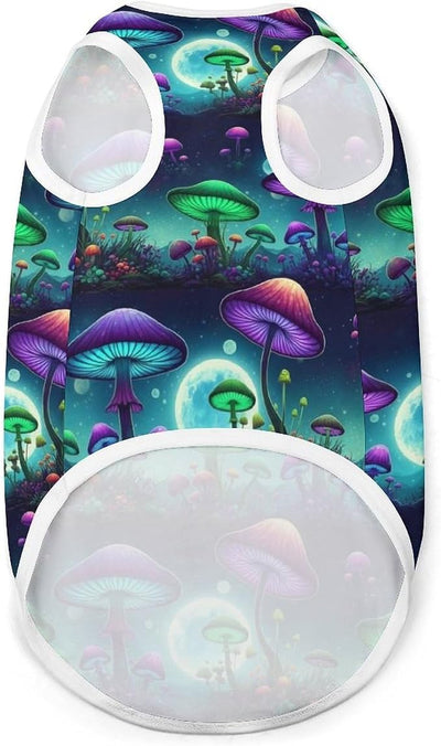 Fitted Pet Vest for Dogs, Puppy Sleeveless Shirt Trippy Mushroom World, Breathable Daily & Outdoor Pet Wear, Large