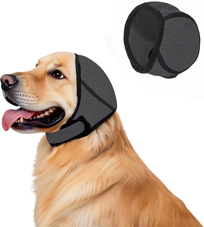 Dog Ear Muffs, No Flap Ear Wrap for Hematoma, Waterproof Calming Hoodie for Bathing, Grooming, Drying & Noise Relief
