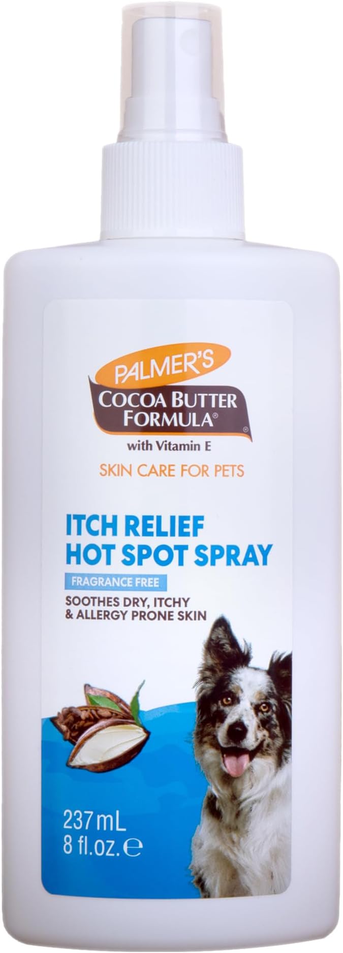 Palmer’s for Pets Hot Spot and Itch Relief Spray for Dogs with Cocoa Butter - Conditioning No-Rinse Skin Allergy Relief Mist with Vitamin E, Fragrance Free Formula, 8 Fl Oz