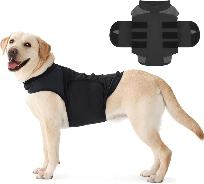 IECOii Dog Thunder Jacket Anxiety Calming Vest, Comfort Storm Anxiety Relief Coat with Adjustable Snug Fit, No Medicine or Training Needed, Lightweight Easy On Calming Shirt for Dogs Large, Grey, L