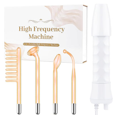 High Frequency Facial Wand - Uaike Orange Portable Handheld High Frequency Facial Machine - with 4 Pcs Orange Glass Tubes - at Home Skin Face Wand Device
