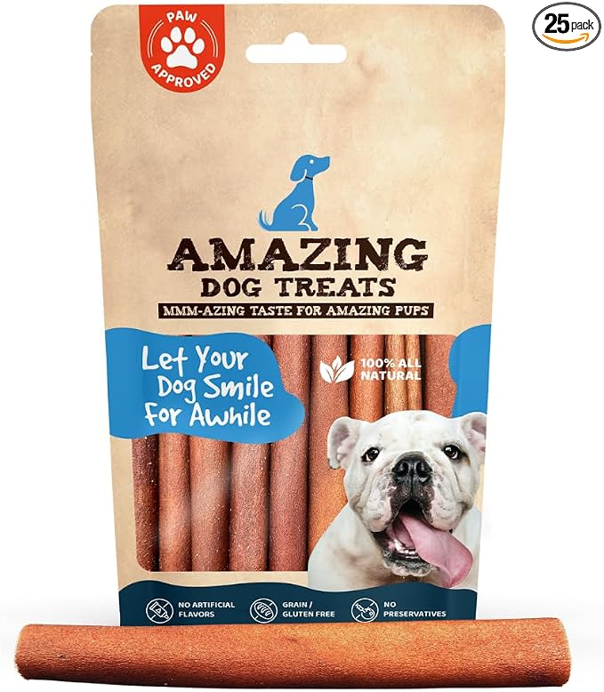 Amazing Dog Treats 6 Inch Collagen Stick - (25 Count)- Collagen Sticks for Dogs - No Hide Dog Bones