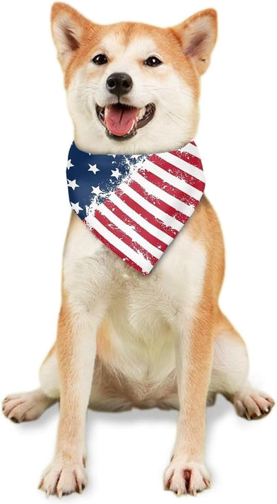 KEIAHUAN 4th of July Dog Bandanas Puppy Bandana Pet Triangle Bib Scarf Pet Neckerchief Washable Reversible Kerchief for Small Medium Large Dog American Flag Stars Stripes