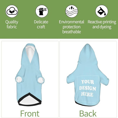 Personalized Dog Hoodie, Custom Dog Costumes for Small Dogs, Holiday Happy Dog Clothes Football Pet Shirt Sweater with Name Number for Girl/Boy Cats/Kitten, LightBlue, S