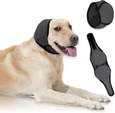 Dog Ear Covers,Dog Ear Muffs Noise Protection,No Flap Ear Wrap for Dogs Hematoma Recovery,Adjustable Calming Hoodie Shower Cap for Grooming,Bathing,Swimming & Anxiety Relief(Grey,M)