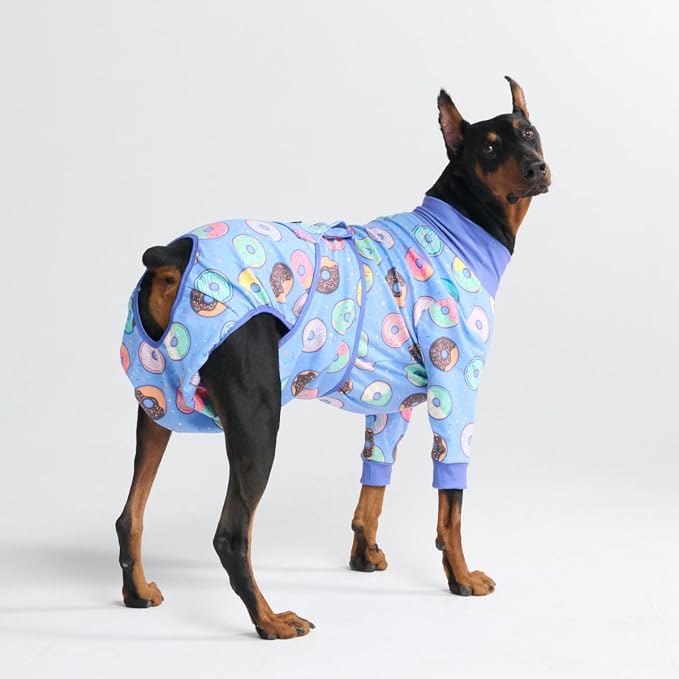 Spark Paws Dog Surgery Recovery Suit – Dog Recovery Suit After Surgery, Anti-Lick Dog Onesie, Abdominal Wound Protector, Soft Cone Alternative for Spay Neuter Male Female Pet Recovery - Donuts - 3XL