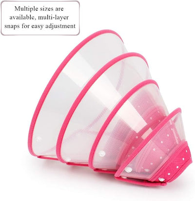 Andiker Pet Cone Recovery Dog Cone Adjustable Dog Collar Clear Padded Collar with Breathable Soft Edge Plastic Puppy Cone Protect the Neck Surgery Recovery Designed for Cats and Puppies (Small, Pink)