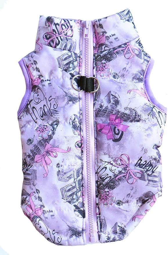 Winter Waterproof Windproof Vest Coat for Cold Weather - Warm Jacket for Small Medium Dogs (Not Suitable for Big Dogs) Purple L