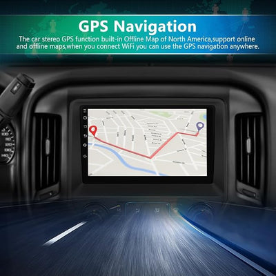 Junsun 4Core Car Radio Stereo for Chevy Silverado GMC Sierra 2014 2015 2016 2017 2018 with 10 inch Touchscreen Wireless Carplay Android Auto FM WiFi Bluetooth SWC