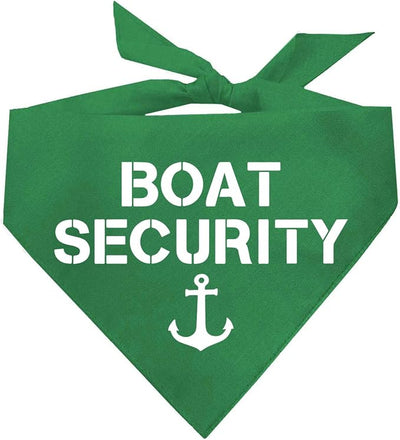 Boat Security Dog Bandana | 100% Cotton Adjustable Triangle | Made in USA | Boat Lover | Captain | Beach | Lake | Funny Outfit Prop Photoshoot | Green, X-Small (243)