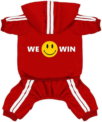 Weowin Pet Outfit - Cute Dog Hoodie Sweater Tracksuit Winter Clothes Jumpsuit Pajamas 4-Legs Red for Puppy Small Medium Large Dogs Boy or Girl (4X-Large)